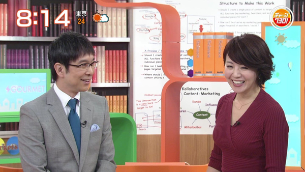 さすがは大橋未歩、テレ東の元祖巨乳アナが朝から圧巻の横乳!!!