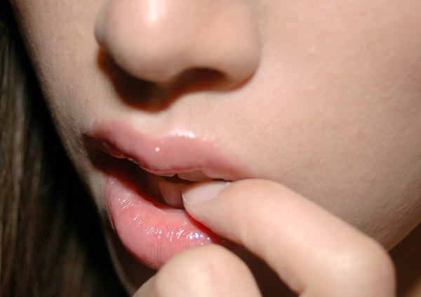 プルンプルンの唇の接写 22