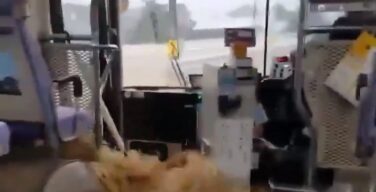 【動画あり】台風でも平気で運転し続けるバスの運転手が発見される　九州